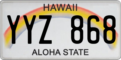 HI license plate YYZ868
