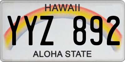 HI license plate YYZ892