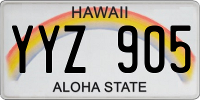 HI license plate YYZ905