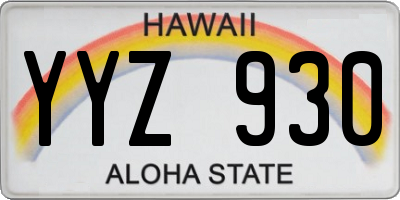 HI license plate YYZ930