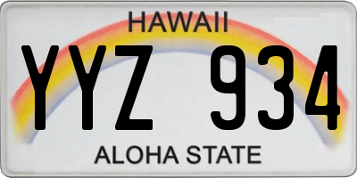 HI license plate YYZ934