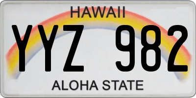 HI license plate YYZ982