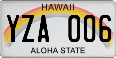 HI license plate YZA006