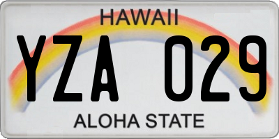 HI license plate YZA029