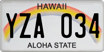 HI license plate YZA034