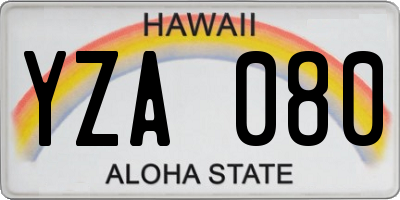 HI license plate YZA080
