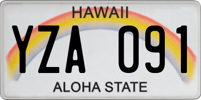 HI license plate YZA091