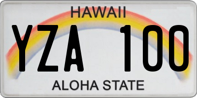HI license plate YZA100