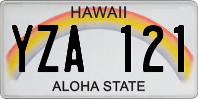 HI license plate YZA121
