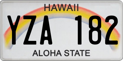HI license plate YZA182