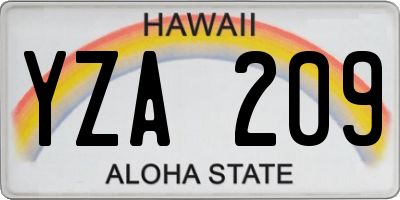 HI license plate YZA209