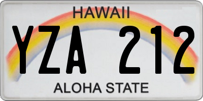 HI license plate YZA212