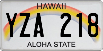 HI license plate YZA218
