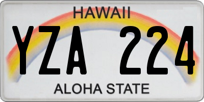 HI license plate YZA224