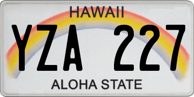 HI license plate YZA227