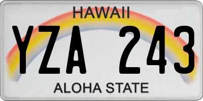 HI license plate YZA243