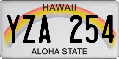 HI license plate YZA254