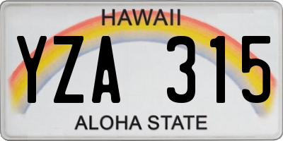 HI license plate YZA315