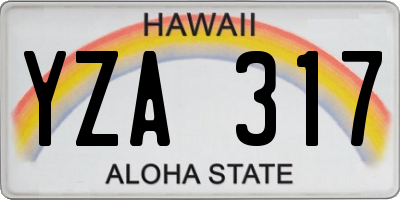 HI license plate YZA317
