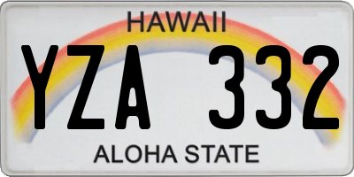 HI license plate YZA332