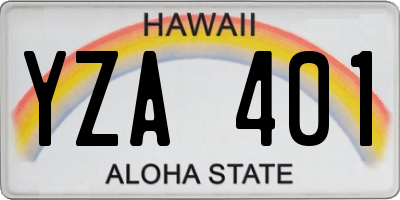 HI license plate YZA401