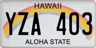 HI license plate YZA403