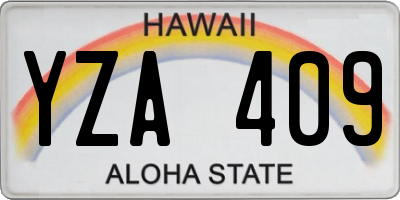 HI license plate YZA409