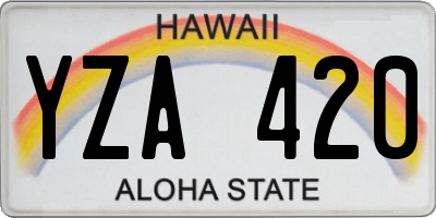 HI license plate YZA420