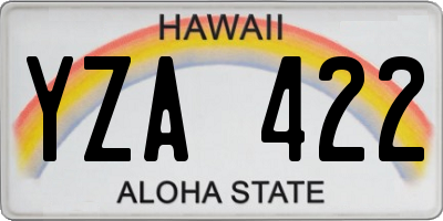 HI license plate YZA422