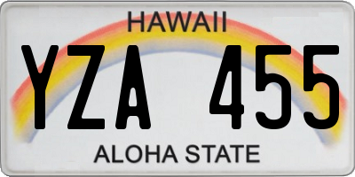 HI license plate YZA455