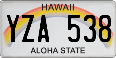 HI license plate YZA538