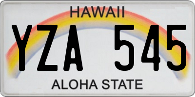 HI license plate YZA545