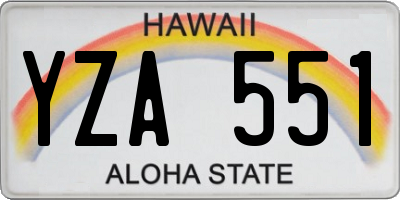 HI license plate YZA551