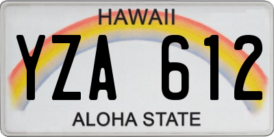 HI license plate YZA612