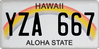 HI license plate YZA667