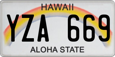 HI license plate YZA669
