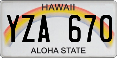 HI license plate YZA670