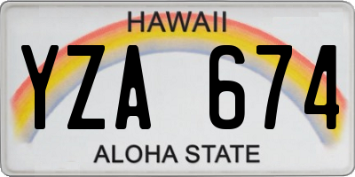 HI license plate YZA674