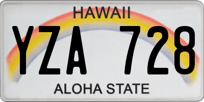 HI license plate YZA728