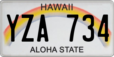 HI license plate YZA734