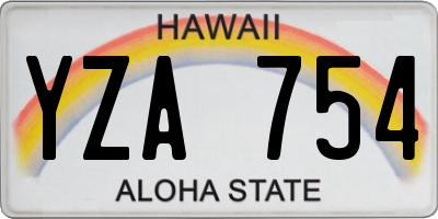 HI license plate YZA754