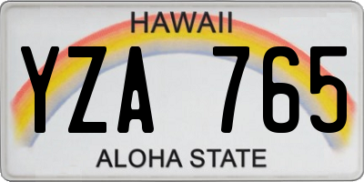 HI license plate YZA765