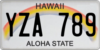 HI license plate YZA789