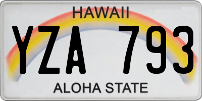 HI license plate YZA793