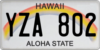 HI license plate YZA802