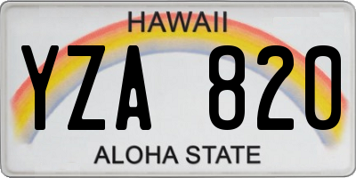 HI license plate YZA820