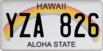 HI license plate YZA826