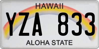 HI license plate YZA833