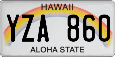 HI license plate YZA860