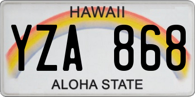 HI license plate YZA868